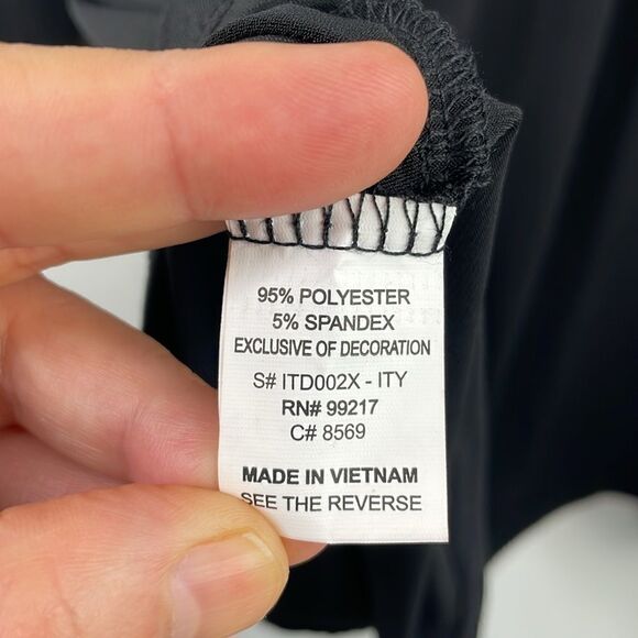 MOA MOA Black Rhinestone Neckline Blouse Cutout Neckline Glam Goth 3/4 Sleeve 1X - Picture 9 of 12